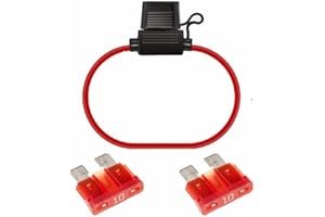 Movilideas 1 Portafusible para Coche Aereo Resistente al Agua Portafusibles con 2 Fusibles de 10 amp.