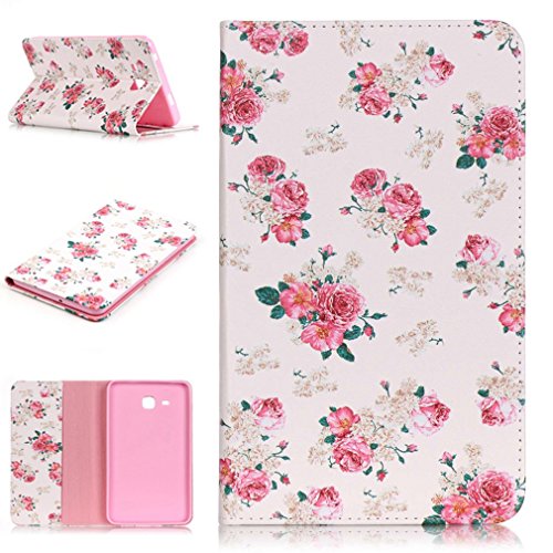 SZHTSWU Kunstleder Tasche für Samsung Galaxy Tab A 7.0 (2016) Tablette, Farbmalerei Serie PU Leder Tablette Tasche Hülle Schutzhülle Flip Wallet Case Ledertaschemit Kartenfächern und Ständerfunktion für Samsung Galaxy Tab A 7.0 SM-T280/SM-T285 7"(7 Zoll) Wi-Fi (2016) Tablet-PC (Blumen 04)
