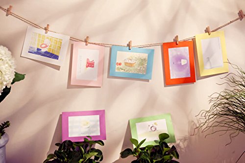 WEE 100 x Mini Wäscheklammer aus Holz in Geschenkbeutel, Bastelmaterial, Dekowäscheklammern, Geschenkanhänger, Fotohalter - 5