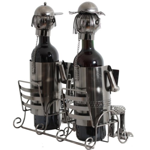 BRUBAKER Flaschenhalter Ehepaar Metall Skulptur Geschenk mit Geschenkkarte - 3