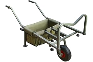 RocwooD Fishing Trolley Wheel Folding Barrow Cart with Bag Adjustable Legs Heavy Duty Collapsible Wheeled Transporter Fish Holder Rod Handle Carry Outdoor