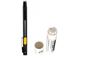 REINREUDE Heat Erasable Fabric Markers Pen with 20 Replacement Refills,Chalk Pen Fabric Markers,Tailors Chalk Pencil,DIY Fabric Pens Sewing,Replaceable Refill Fabric Chalk,Washable Sewing Chalk Marking Pen