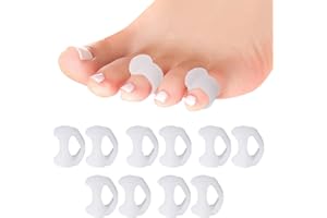 ORUZA Toe Separators for Overlapping Toes, 10 Pack Gel Toe Spacers Straightener, Little Toe Separators for Pain Relief and Bunion Correctors for Women and Men