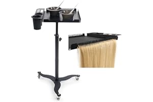 HAIRSTORE Carrello da barbiere con vassoio per parrucchiere, supporto mobile per extension per capelli, 3 ruote (2 ciotole magnetiche extra per colorare i capelli), vassoio per acconciature per parrucchieri,