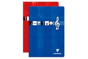 Clairefontaine 3117C Zeszyt zszywany do muzyki i śpiewu – Format: A4 21x29,7 cm – 48 stron w dużą kratkę i pięciolinie z liniami – Papier biały 90 g – Okładka kartonowa powlekana – Kolor losowy