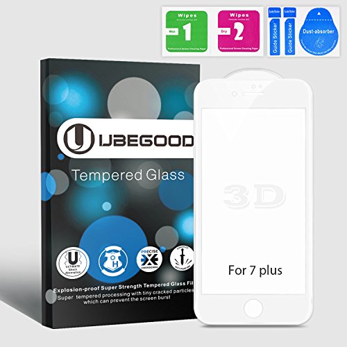 iPhone 7 Plus Schutzfolie , Ubegood [1-Pack] iPhone 7 Plus Gehärtetem Glas Ultra-klar Panzersglas 9H Hartglas Displayschutzfolie für iPhone 7 Plus (Weiß) - 8