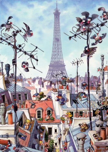 Imagen principal de Cartoon Puzzle Eiffel Tower 1000 Teile (KV&H Verlag)