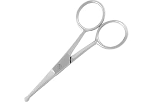 5RIDGE Nail Scissors Cuticle Scissors Rounded Tip Extra Strong Multi-Purpose Stainless Steel Manicure Scissors for Nose Hair, Eyebrow, Eyelash, Dry Skin