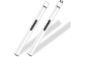 REIDEA Electric Arc Lighter, USB Rechargeable Candle Lighter with Safe Button and Hanging Hook, Windproof Flameless Grill Lighter, Multipurpose Long Lighter for Home Kitchen (2 Pack White)