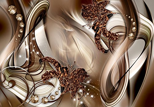 FOTOTAPETE VLIES PREMIUM: 400×280 cm (BxH) – bedruckt auf deutscher Premium Vliesleinwand – Keine Papiertapete ! – 3 Farben zur Auswahl – Top – Tapete – Wandbilder XXL – Wandbild – Bild – Fototapeten – Tapeten – Wandtapete – Blumen Abstrakt Braun Gold Diamant Blitz a-A-0221-a-b - 2