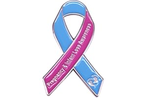 maiyixiang Pregnancy Intant Loss Awareness Enamel Pin Pink & Blue Ribbon Brooch Infant Pregnancy Loss Awareness Ribbon Lapel Pin Badge Breast Cancer Survivor Gift