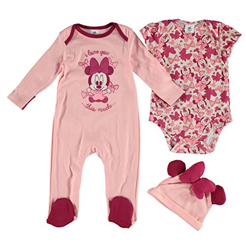3x Disney Kids Baby Romper Set Playsuit Jumpsuit Hat Cap Clothing Wear Minnie Mouse 3-6 Mnth