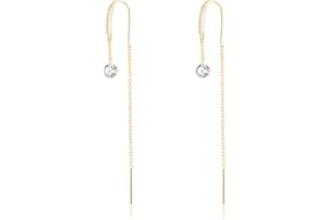 SLUYNZ 925 Sterling Silver CZ Chain Dangle Earrings for Women Teens Girls Threader Drop Earrings Long