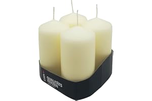 EWA KERZEN Ewa - Juego de 4 velas de columna (60 x 120 mm, larga duración de 32 horas, sin goteo, sin aroma, 4 unidades)