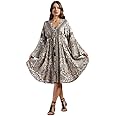 KE Kanha Exports Women Dress | Beach wear Dress for Women| Latest Stylish | Dresses for Woman | Summer Outfit | Unique Border Design Tassel Stretchable with Adjustable Drawstring fit and Flare