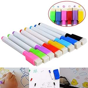 Download 8 Colors Magnetic Dry Erase White Board Markers Pens with Built-in Eraser + 1 Sticky Notes Book ...
