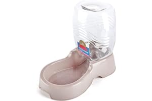 Flexzion Wasserspenderstation für Haustiere, Beige (1/4 Gallonen), automatisches Nachfüllen von Schwerkraft-Bewässerung, Trinkbrunnen, Flasche, Schüssel, Schüssel, tragbarer Ständer für kleine Hunde,