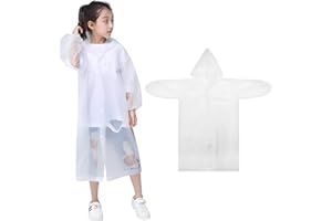 TINSELLNS Kids Waterproof Rain Coat, EVA Rain Poncho with Hood for Girls Boys, Reusable Children Raincoat Toddler Hooded Rain Jacket Cape, for School Hiking Cycling Camping Travel