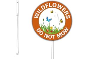 GEROCLONUP No Mow Sign, Wildflowers Do Not Mow Metal Yard Sign With Stake For Lawn Garden Outdoor Decor, No Mow Lawn Sign, Lawnmowner Sign, 23x23cm