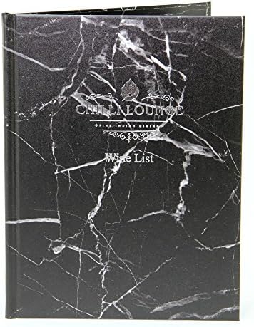Full Colour Printed Marble Menu / Wine List Covers - Black A5 - Tag Fixings - Pack Of 5