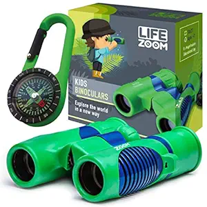 Kids Binoculars and Compass - 8x21 Compact Binoculars for Kids - High Resolution Real Optics - Bird Watching- Small Binoculars for Kids 8-12, Boys, Girls - Outdoor Play - Hunting - Camping