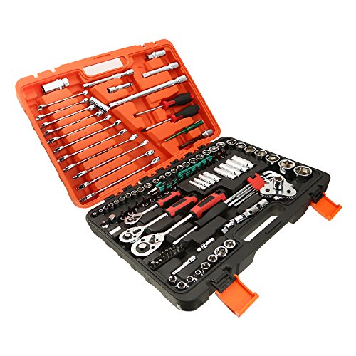 LESOLEIL Steckschlüssel Satz Handwerkzeuge Universal Reparatur Werkzeuge Ratschen Sechskant Steckschlüsseleinsatz Torx- Schlitz Phillips Pozidrive Bit Steckschlüsseleinsätze Werkzeugkoffer 121 teilig - 2
