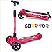 Produktbild BAYTTER Kinderscooter Dreirad mit verstellbarem Lenker Kinderroller Roller Scooter LED Blinken für Kinder ab 3 4 5 Jahren, bis 100kg belastbar (Modell B in Rot)