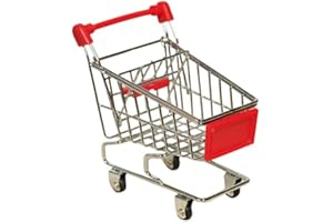 BulzEU Mini Supermarché Panier pour Perroquet Jeu D'Imitation Mini caddie Jouet d'oiseaux Jouet Caddy - Rouge