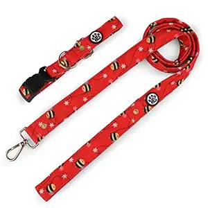 Dear Pet BusyBee Red Dog Collar & Leash Set for Small, Medium & Large Dogs -L