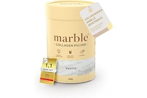 ‎MARBLE marble® Collagen Pulver 450 g - Collagenpeptide skin glow - 60 Tage risikofrei testen - Aminosäuren Komplex hochdosiert - Kollagenpulver in Pappdose ohne Plastiklöffel – Vanilla