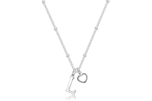 TINGN Herz Buchstaben Kette Mädchen - Sterling Silber Kette Damen Herz Charm Ketten Kinder Damen Buchstaben Ketten Silber Personalisierte Halskette Kinder Schmuck Weihnachtsgeschenke für Mädchen