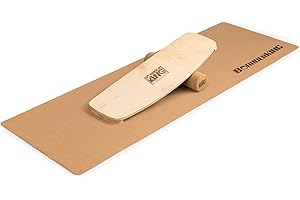 BoarderKING Indoorboard Classic - Tavola di Equilibrio per Surf e Skate Indoor, Tavola Propriocettiva per NeuroMuscular Response Training, incl. Tappetino Protettivo