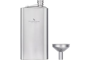 Boundless Voyage Petaca de titanio para hombre, ultraligera, a prueba de fugas, con clip de rosca y embudo de vertido, botella de licor y licor, 250 ml, D-Ti3074D