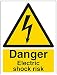 Produktbild vsafety Schilder 68019 an-r Gefahr Electric Shock Risiko Achtung-Zeichen, 1 mm starrer Kunststoff, Hochformat, 150 mm x 200 mm x 200 mm, schwarz/gelb
