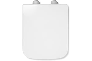 Croydex Leven Square Toilet Seat Soft Close - Quick Release Button for Easy Cleaning and Adjustable Hinges with Top and Bottom Fixings Included, Antibacterial Durable Seat (White)