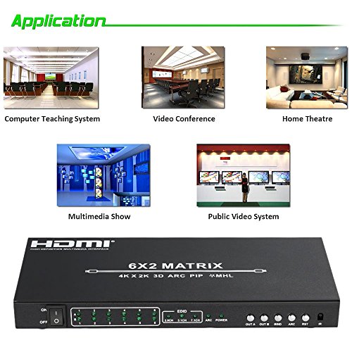 Docooler HDM-962 HDMI 1080p Full HD Switch Verteiler 6 In 2 Out 1080p Full HD UHD 4K 3D PIP für XBOX WII STB HD Player Smartphone - 3