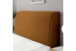 Hearda Bed Headboard Cover, Solid Color All-inclusive Dustproof Protector Cover, Elastic Universal Headboard Slipcover Washable Fabric Bed Head Cover For Bedroom Decor (Brown,120cm)