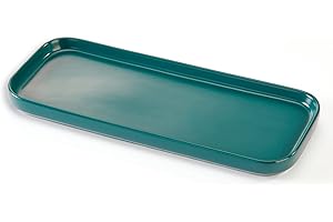 COSYCORNER Ceramic Bathroom Tray,Kitchen Sink Organizer Tray,Cosmetics Holder (Blackish Green)