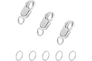 KINBOM 3pcs Lobster Claw Clasps with Jump Rings, 925 Silver Necklace Clasp Bracelet Clasp Jewelry Clasp Lobster Clasp for Jewelry Making Necklace Bracelet DIY, with Silver Cloth (10x4mm, Silver)