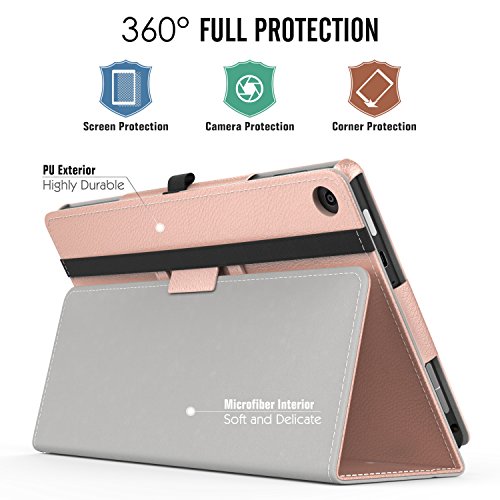 MoKo Hülle für Fire HD 8 2016 – Kunstleder Ständer Schutzhülle Smart Cover mit Auto Schlaf / Wach Funktion und Stift-Schleife für Fire HD 8 Tablet (6. Generation – 2016), Rose Gold - 3