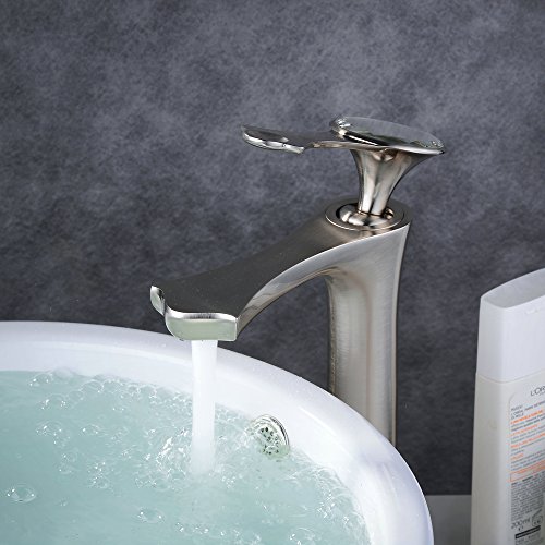 Beelee BL6076NH Wasserhahn Hohe Bad Armatur Waschbecken Waschbeckenarmatur Einhebelmischer Badarmatur Mischbatterie Armaturen für Bad Gebürsteter Nickel - 3