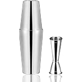 Cocktail Shaker Boston 750 ml 600 ml, Anfly Cocktail Shaker Stainless Steel with Jigger 60 ml 30 ml Cocktail Mixer Kit Tin on