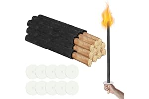 Cecaylie 10 pièces torches de cire, temps de combustion 100 min, torches de feu pour l'extérieur torches de poix, poignée extra longue avec protection de la main, cire naturelle pour les enfants
