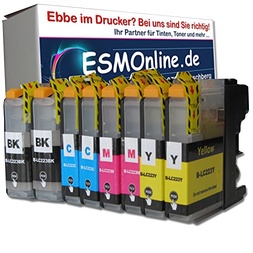 ESMOnline Multipack 8 komp. XL Druckerpatronen mit V3 Chip für Brother DCP-J562 DCP-J4120DW MFC-J480DW MFC-J680DW MFC-J880DW MFC-J4420DW MFC-J4620DW MFC-J4625DW MFC-J5320DW MFC-J5620DW MFC-J5625DW MFC-J5720DW 2 x Schwarz 2 x Blau 2 x Rot 2 x Gelb