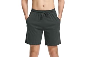 Irdcomps Bas de Pyjama Homme Coton Pantalon Shorts Bermuda Court Doux Short Jogging Sport Décontracté Vêtements de Nuit Élastique Ajustable et Poches Short de Pyjama d'été
