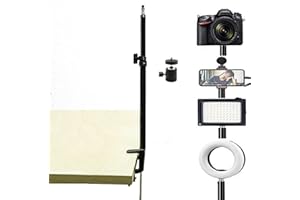 HAFOKO 15-26" Tisch Kamera Halterung Light Vlog Stand Flexibles Aluminium Tischleuchte Video Ständer Webcam Halter mit 1/4" 360° Kugelkopf für Kamera Make-up Tiktok YouTube Vlog Live(max Support 1kg)