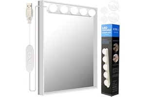 ‎AIFUSI AIFUSI Led Spiegelleuchte, Hollywood Stil 5W Birne Dimmbar Schminklicht Spiegellampe Make-up Lampe, Beleuchtung Spiegel Lichter für Kosmetikspiegel Badzimmer, Farbtemperatur einstellbar
