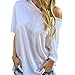 Produktbild Frauen Tops BA Zha Hei Frauen Sommer Kurzarm Bluse Tops Sweatshirt Damen Bluse Elegant Sterne Drucken Shirt Herbst Trägerlos Langarmshirts Locker Hemd Jumper Pullover Tops Oberteile (Weiß, M)