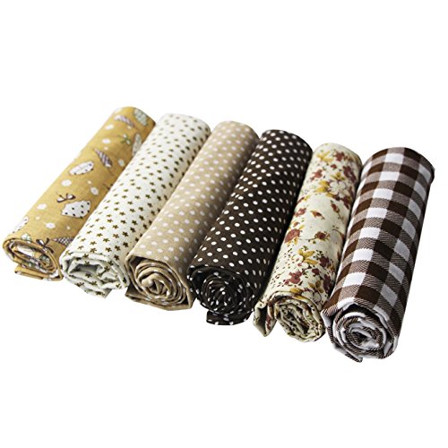 UOOOM 6 Stueck 50 x 50cm Stoffpakete Patchwork Stoffe Baumwolle tuch DIY Handgefertigte Nähen Quilten Stoff Baumwollgewebe Verschiedene Designs (Braun) - 2