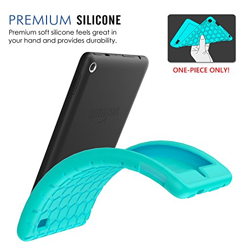 MoKo Fire 2015 7 Zoll Hülle – [Honey Comb Series] Leichte Rutschfeste Stoßfeste Silikon Schutzhülle Protector Case für Amazon Fire Tablet (Vorherige 5th Generationeration – 2015 Modell), Mint Grün - 2